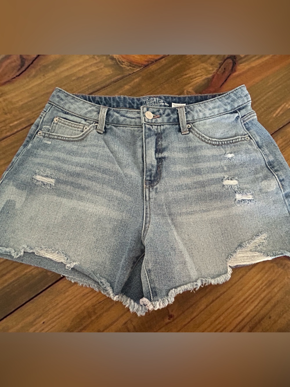 ✨Time and Tru Light Blue Distressed Jean Shorts